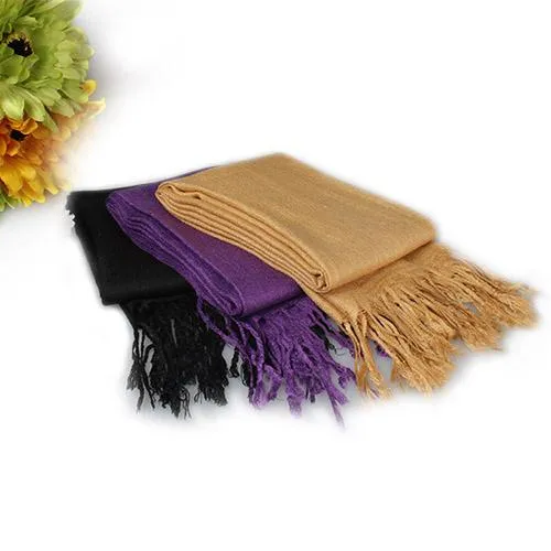 3-Piece Set: Pure Color Tassel Artificial Cashmere Shawl Soft Wrap