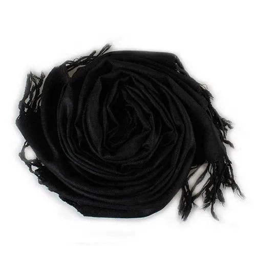 3-Piece Set: Pure Color Tassel Artificial Cashmere Shawl Soft Wrap