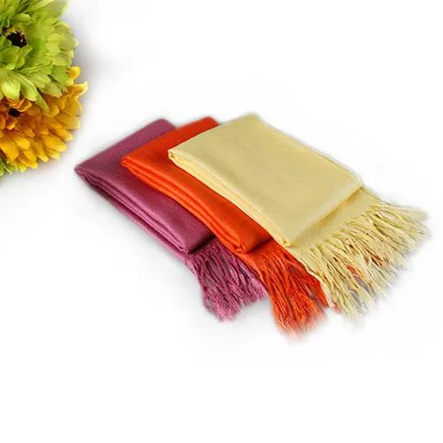 3-Piece Set: Pure Color Tassel Artificial Cashmere Shawl Soft Wrap