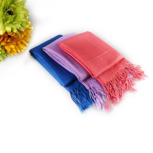 3-Piece Set: Pure Color Tassel Artificial Cashmere Shawl Soft Wrap