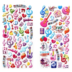 3D Music Note & Instrument Stickers Sheet - Student Rewards