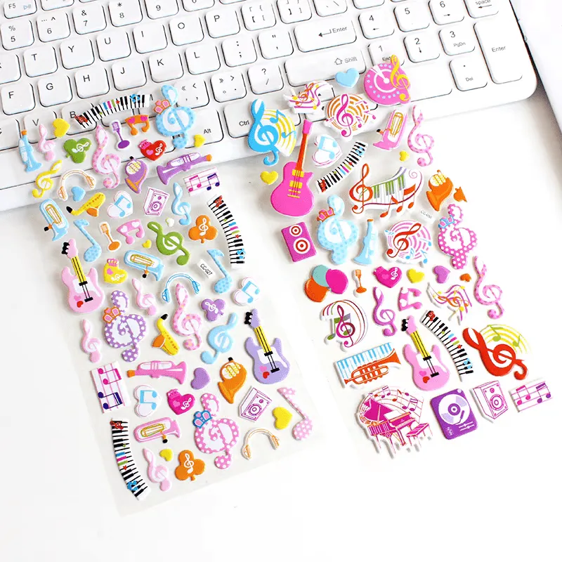 3D Music Note & Instrument Stickers Sheet - Student Rewards