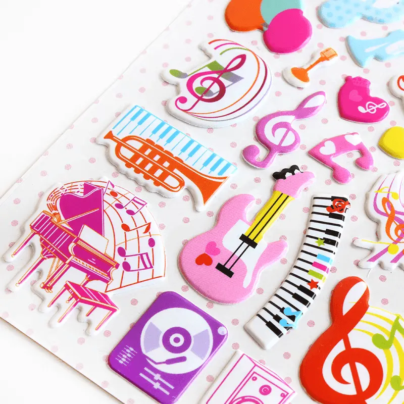 3D Music Note & Instrument Stickers Sheet - Student Rewards