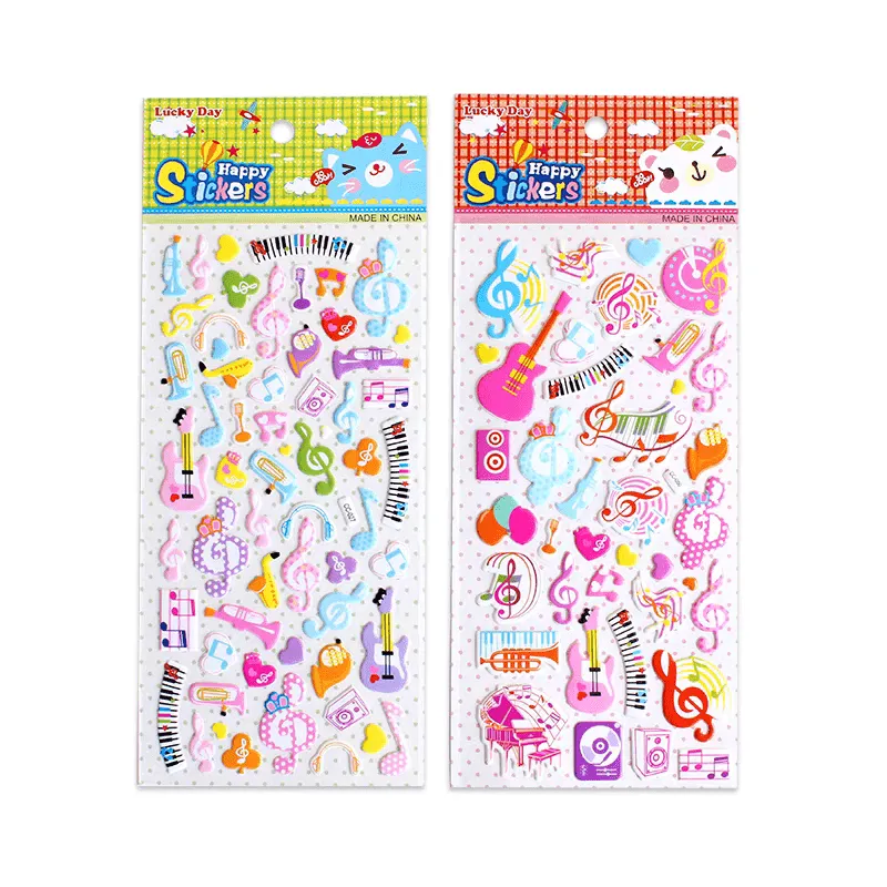 3D Music Note & Instrument Stickers Sheet - Student Rewards