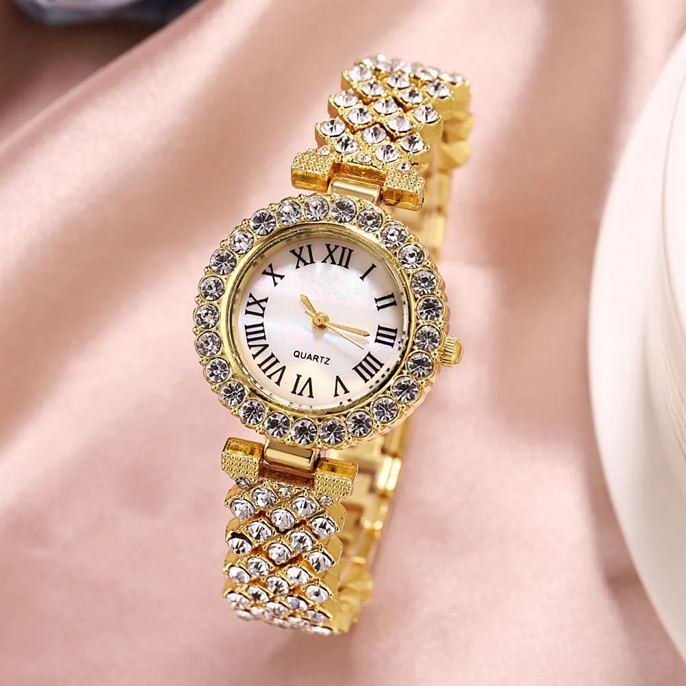 All Match Luxury Diamond-Encrusted Starry Elegant Quartz Watch Set with Diamonds