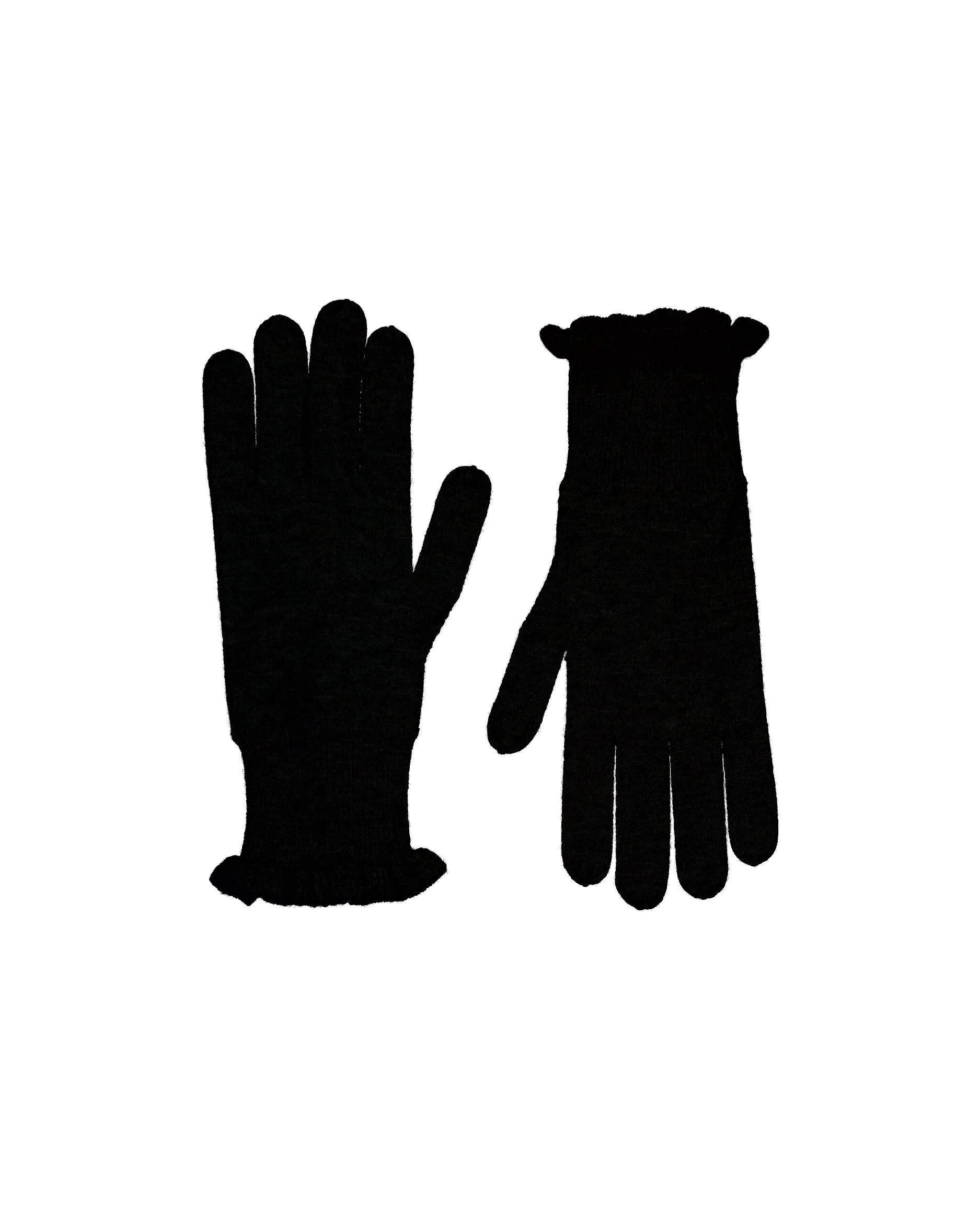 Allude Cashmere Frill Gloves in Black