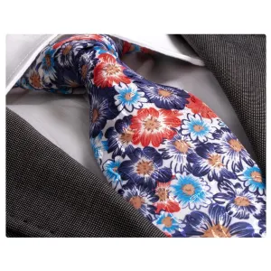 Amedeo Exclusive Colorful Floral Luxury Silk Tie with Gift Box for Men