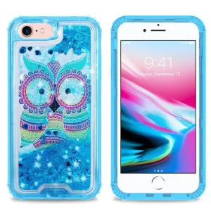 Apple iPhone 8 / iPhone 7 / iPhone 6/6S Designer Transparent Defender Flowing Liquid Glitter Owl/Flamingo/Hearts Case by Modes