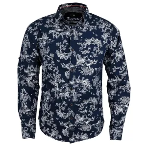 Bajiel Vintage Paisley Cotton multicolor Long Sleeve Regal Shirt-Blue