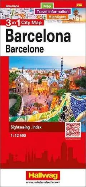 Barcelona 3 in 1 City Map by Hallwag (2017)