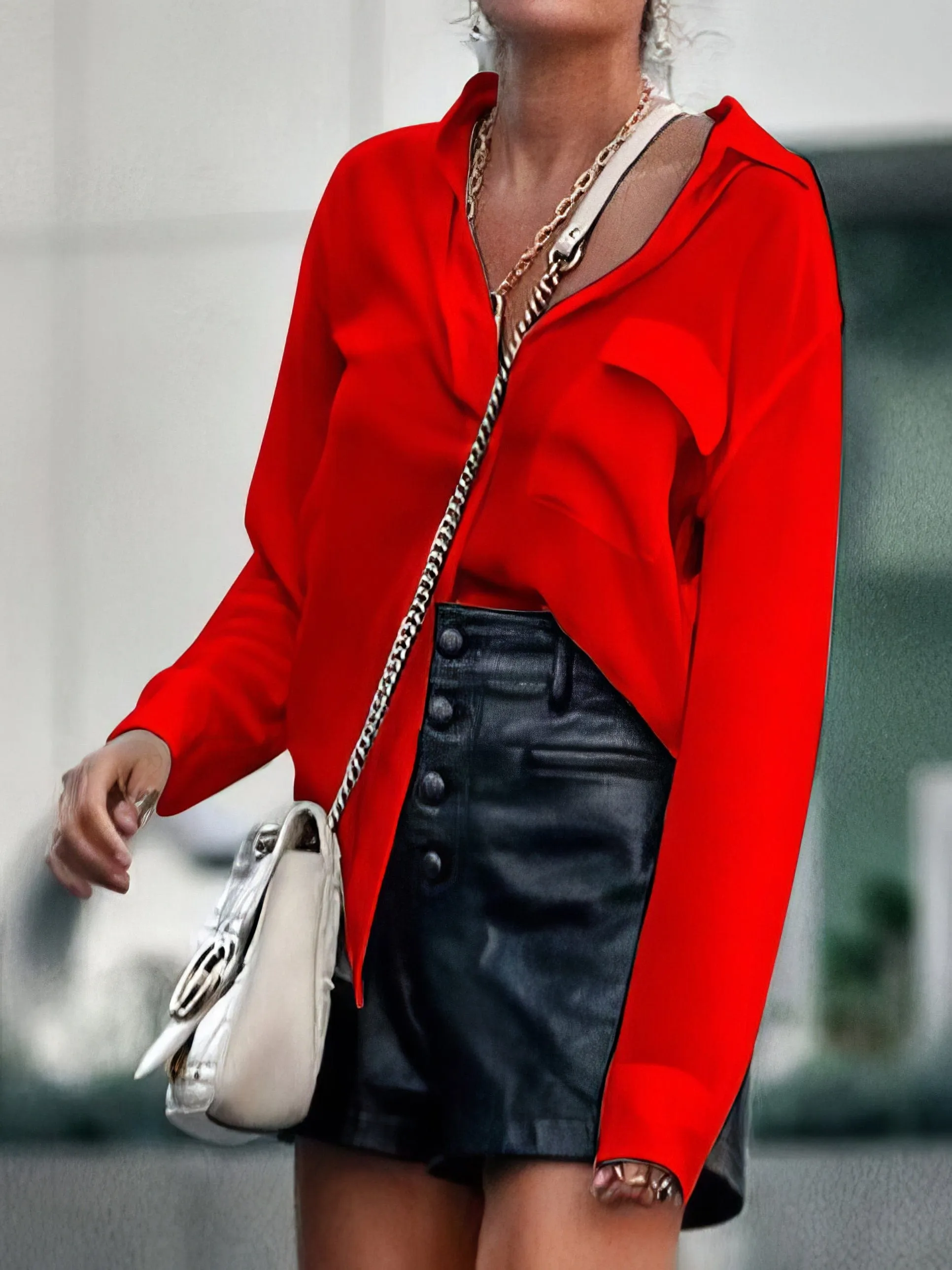 Beige Pleated Blouse