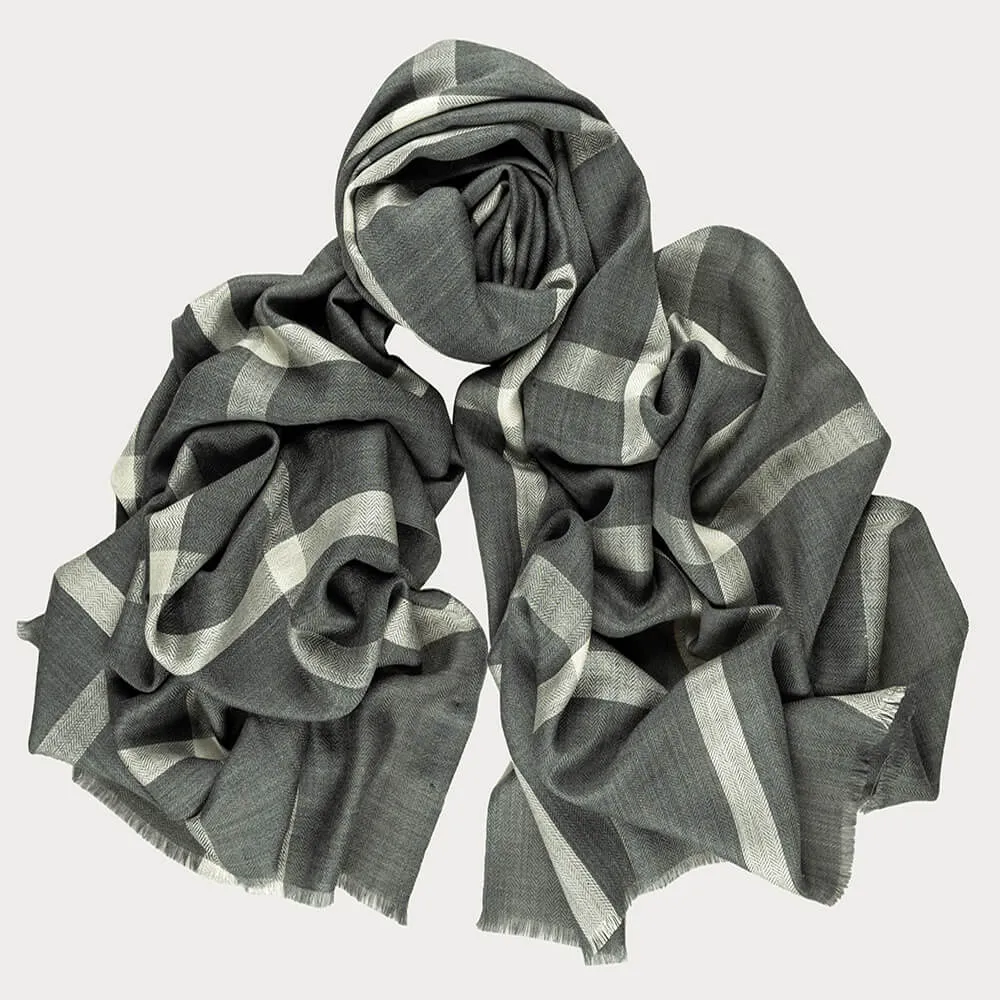 Bennet Window Pane Silk and Wool Scarf