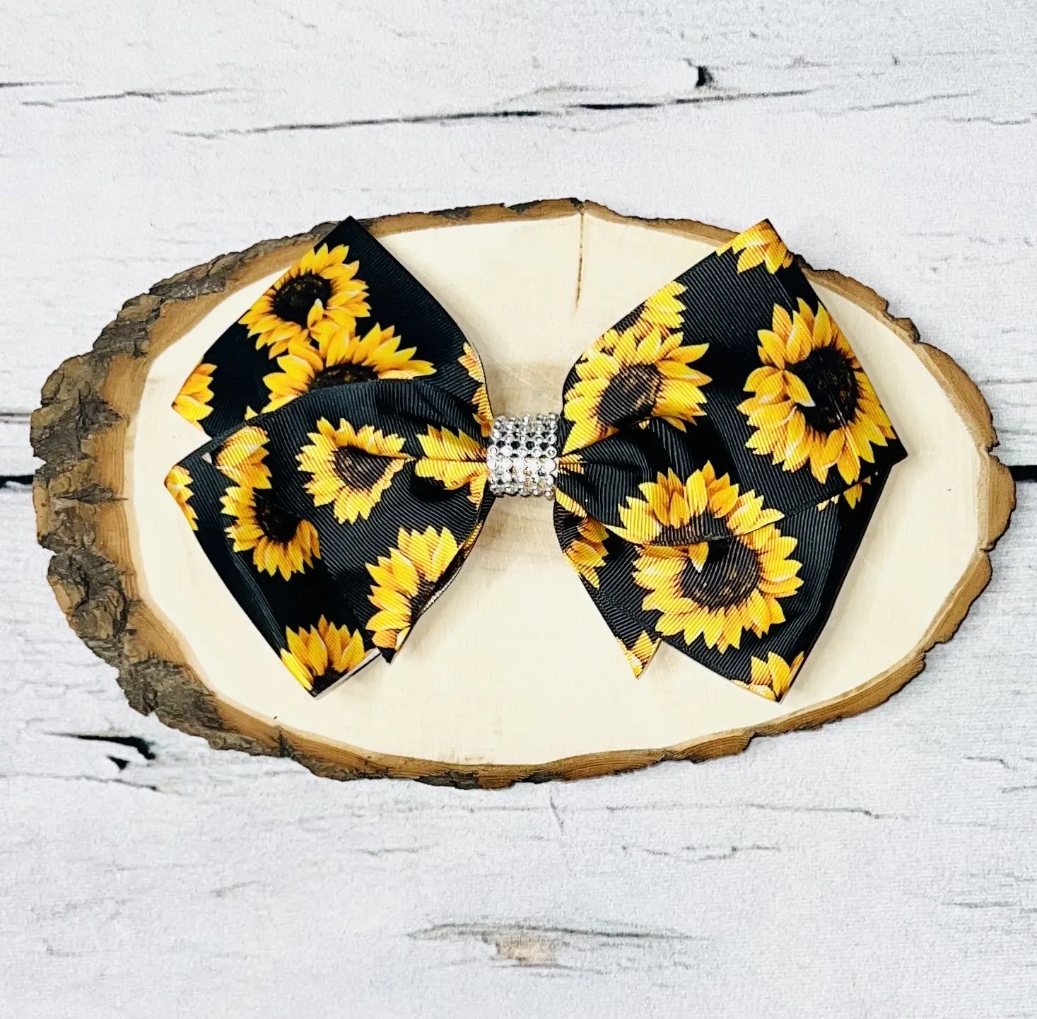 Black sunflowers print 7.5" hair bow (set of 4pcs for $9.99) DLH0824-29