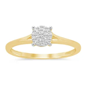 Brilliant Claw Solitaire Look Ring with 0.05ct of Diamonds in 9ct Yellow Gold