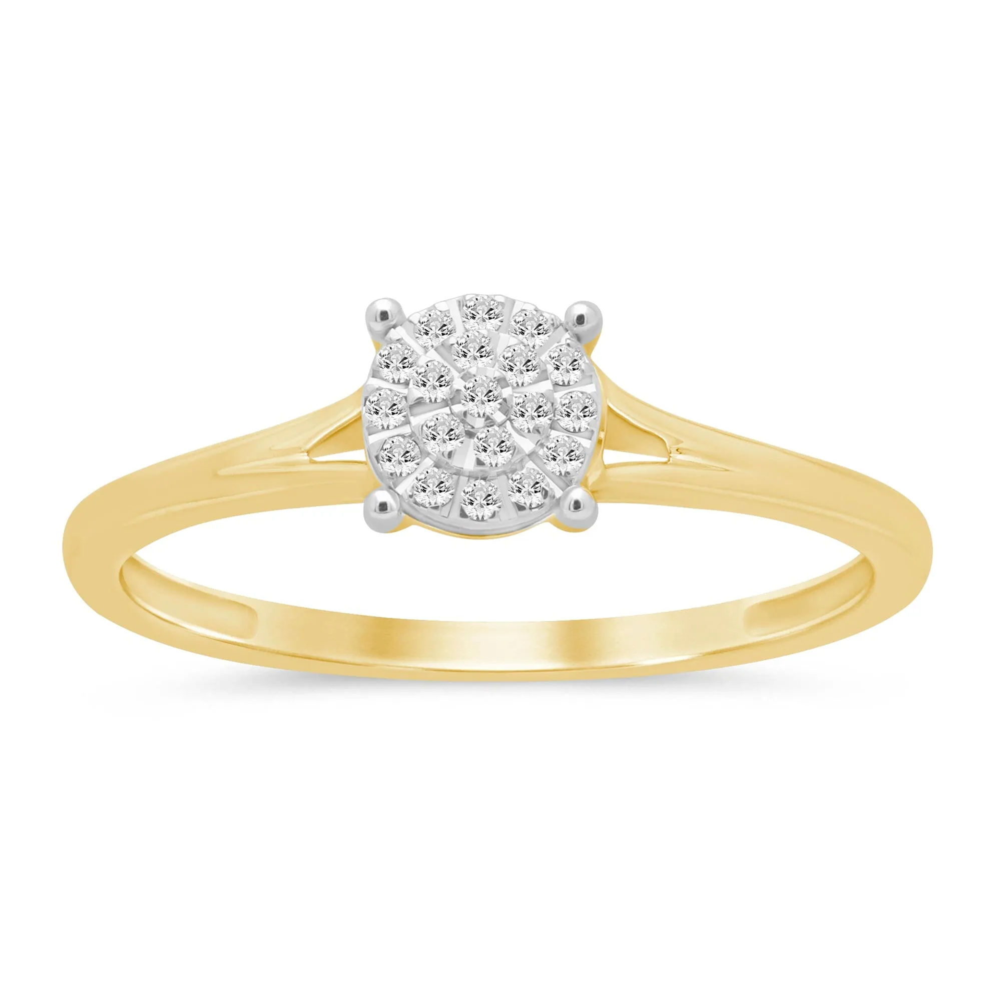 Brilliant Claw Solitaire Look Ring with 0.05ct of Diamonds in 9ct Yellow Gold