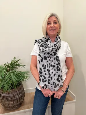 Cassidy Animal Print Scarf Grey