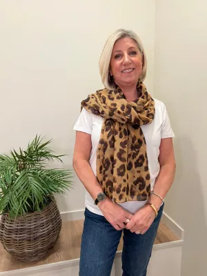 Cassidy Animal Print Scarf Tan