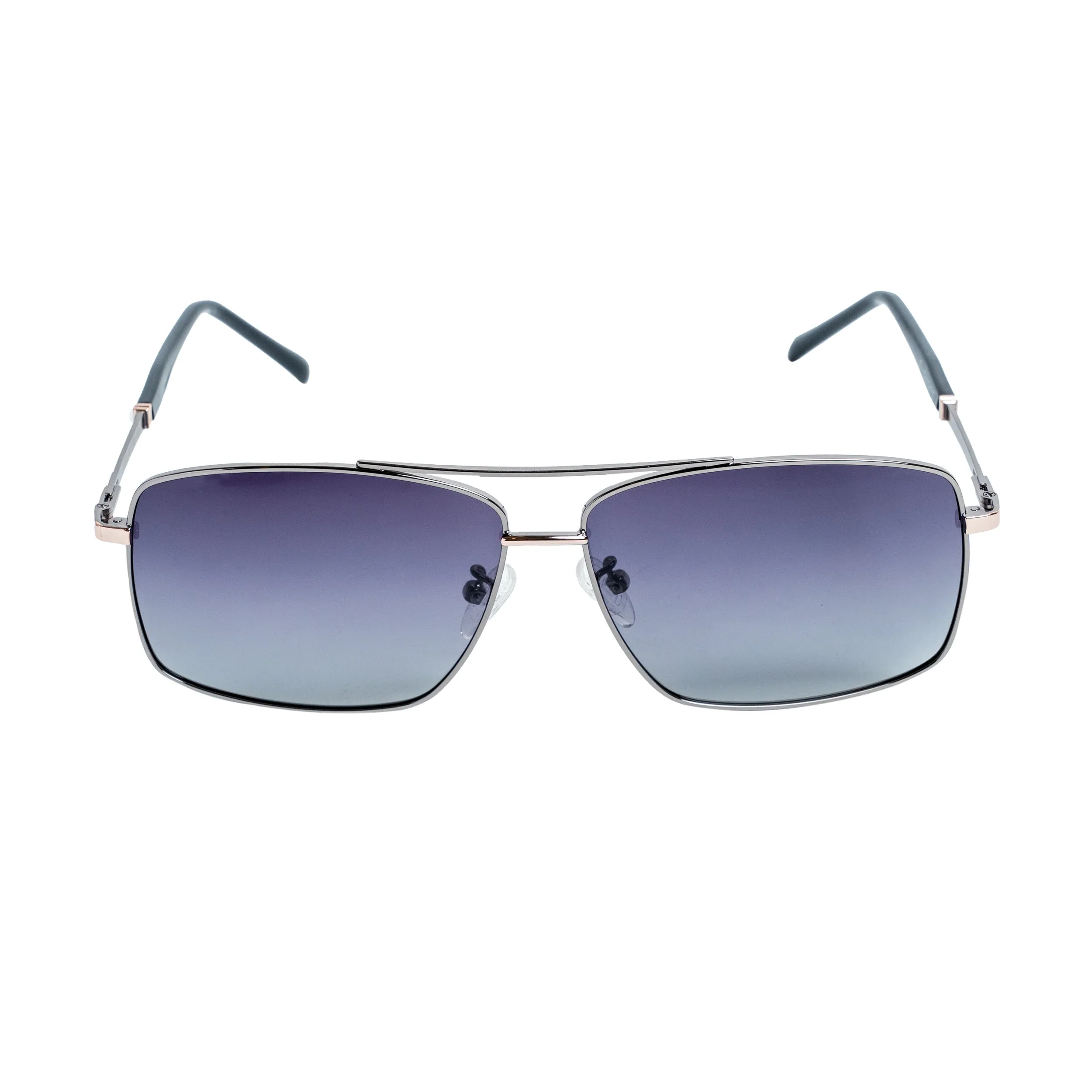 Chokore Sleek Rectangular Sunglasses with UV Protection (Black & Silver)