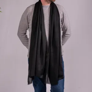 Classic Black Silk and Wool Scarf