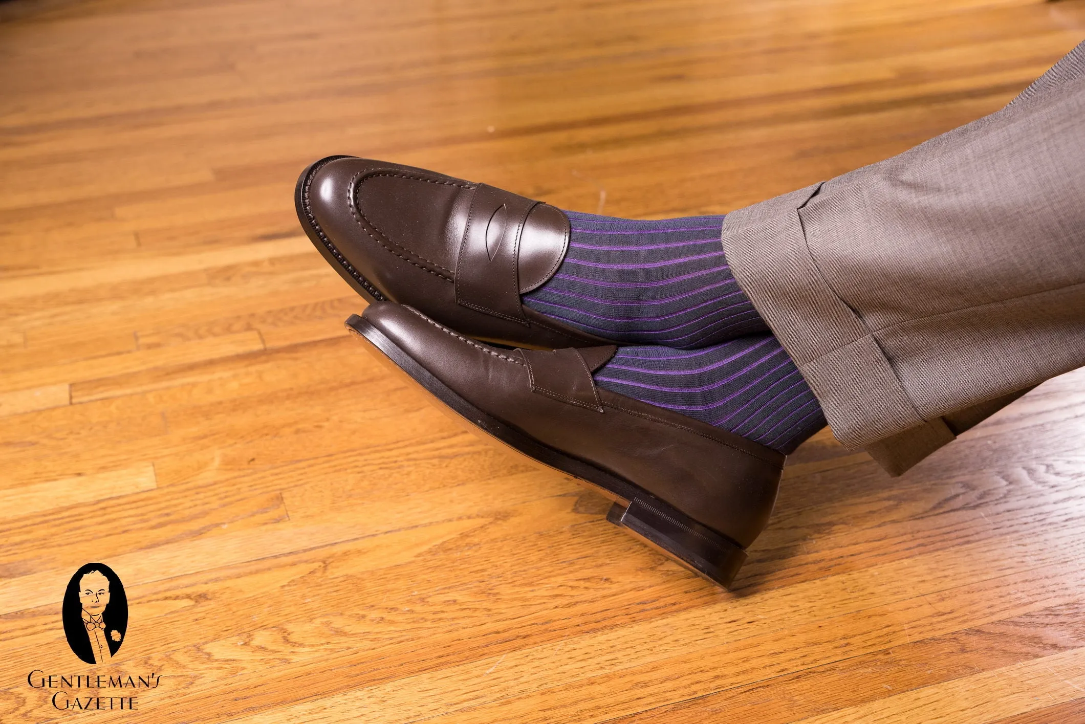 Dark Green & Purple Shadow Stripe Cotton Socks