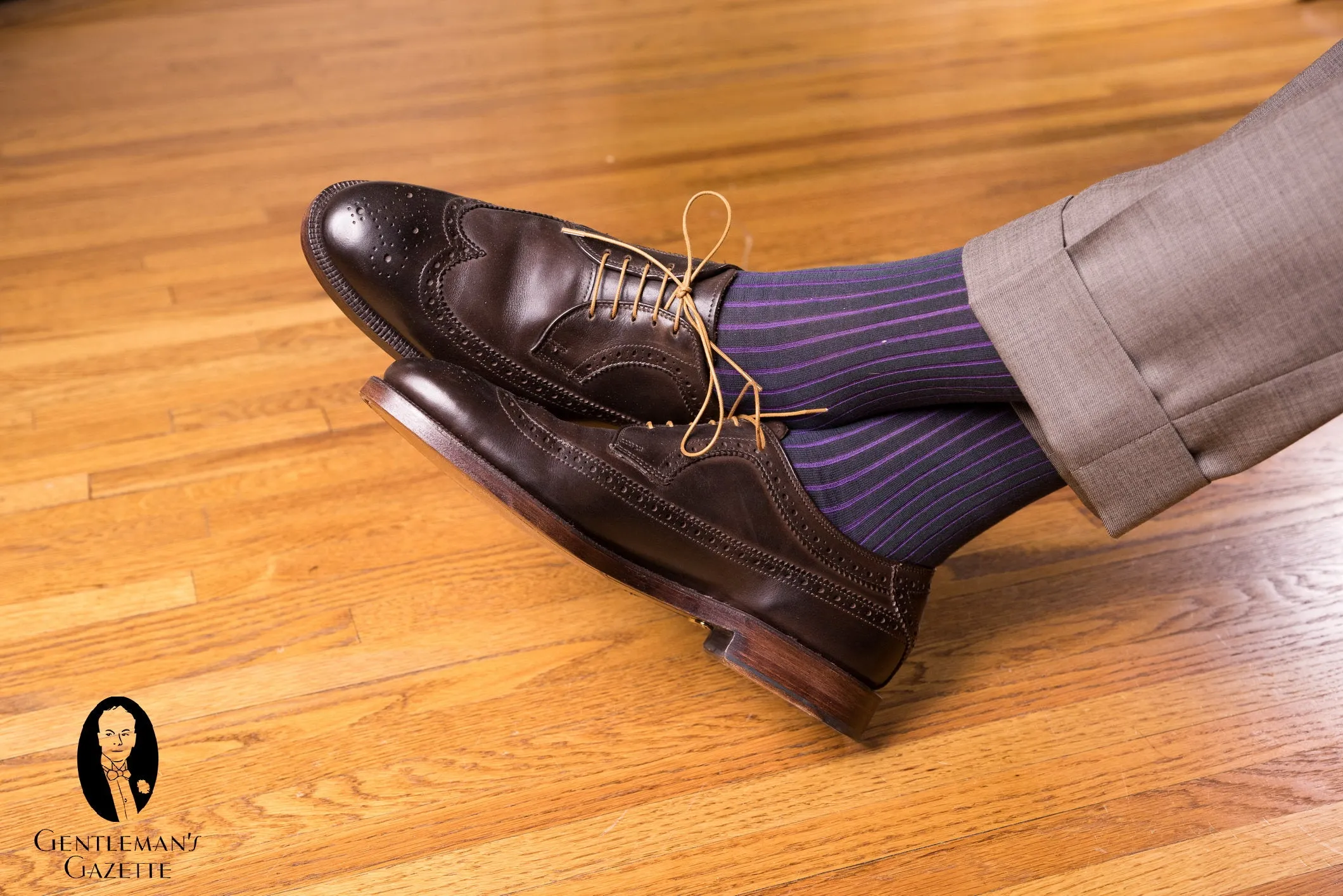 Dark Green & Purple Shadow Stripe Cotton Socks