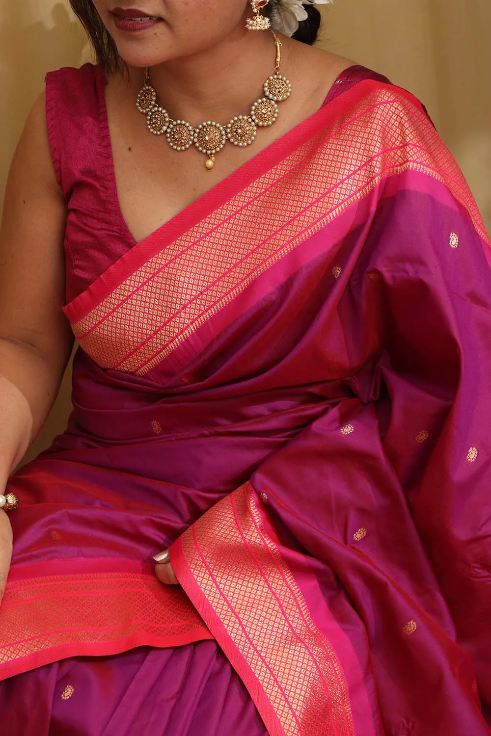 Elegant Design - Purple Paithani Silk Peacock Design Saree
