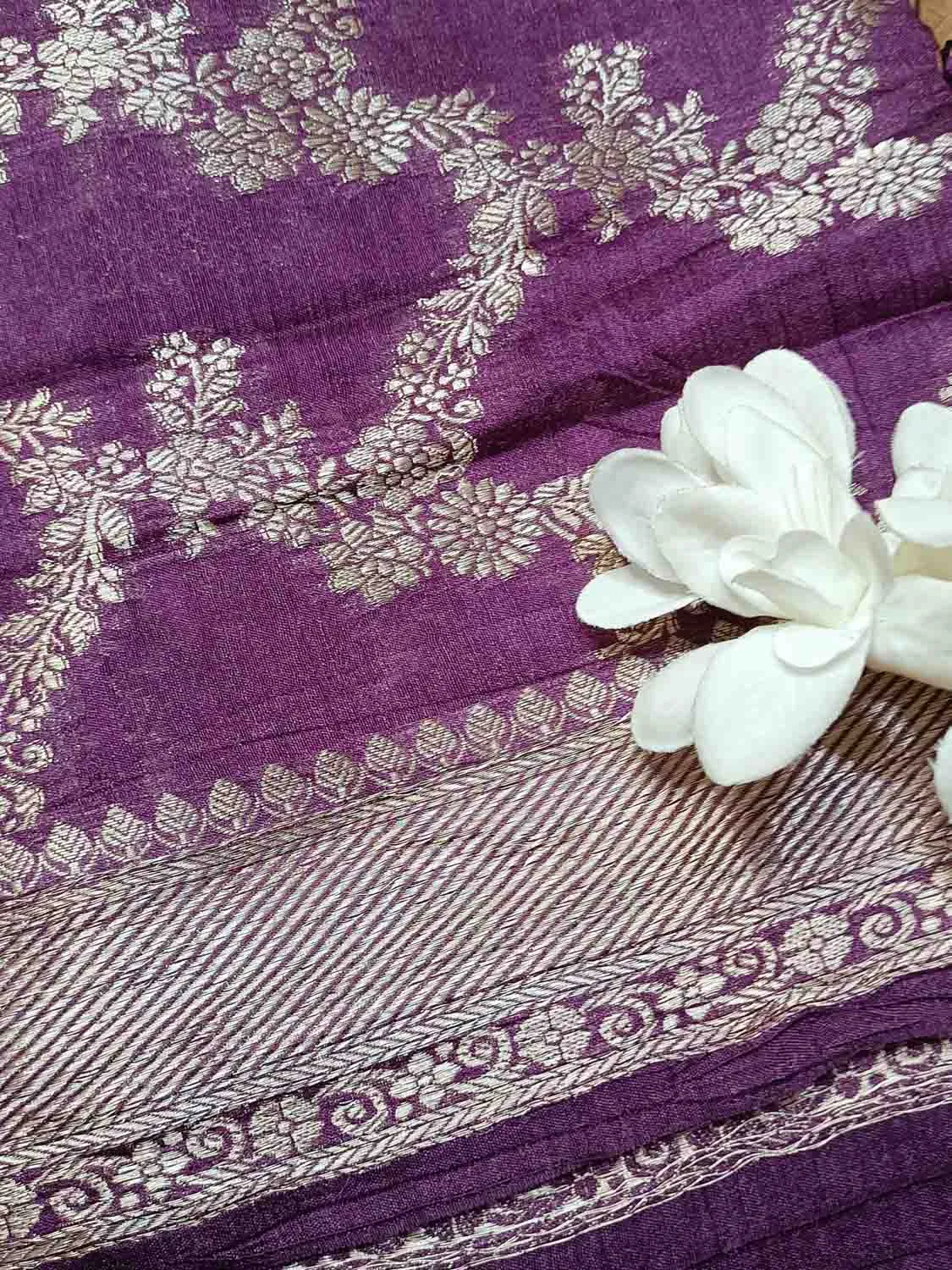 Elegant Purple Moonga Silk Banarasi Saree