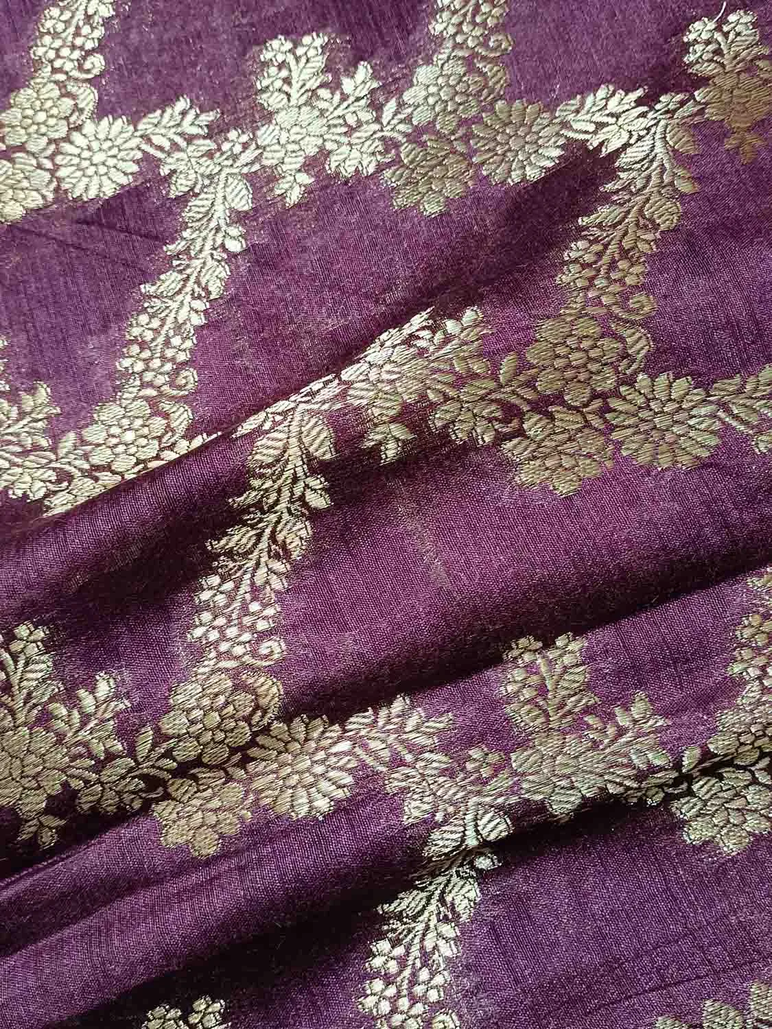 Elegant Purple Moonga Silk Banarasi Saree