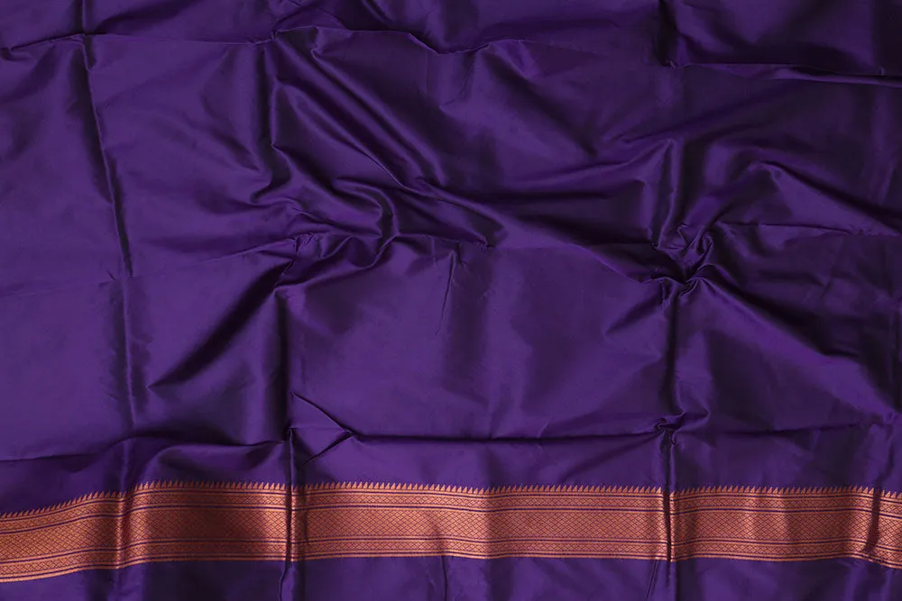 Elegant Purple Paithani Silk Saree With Maharani Pallu