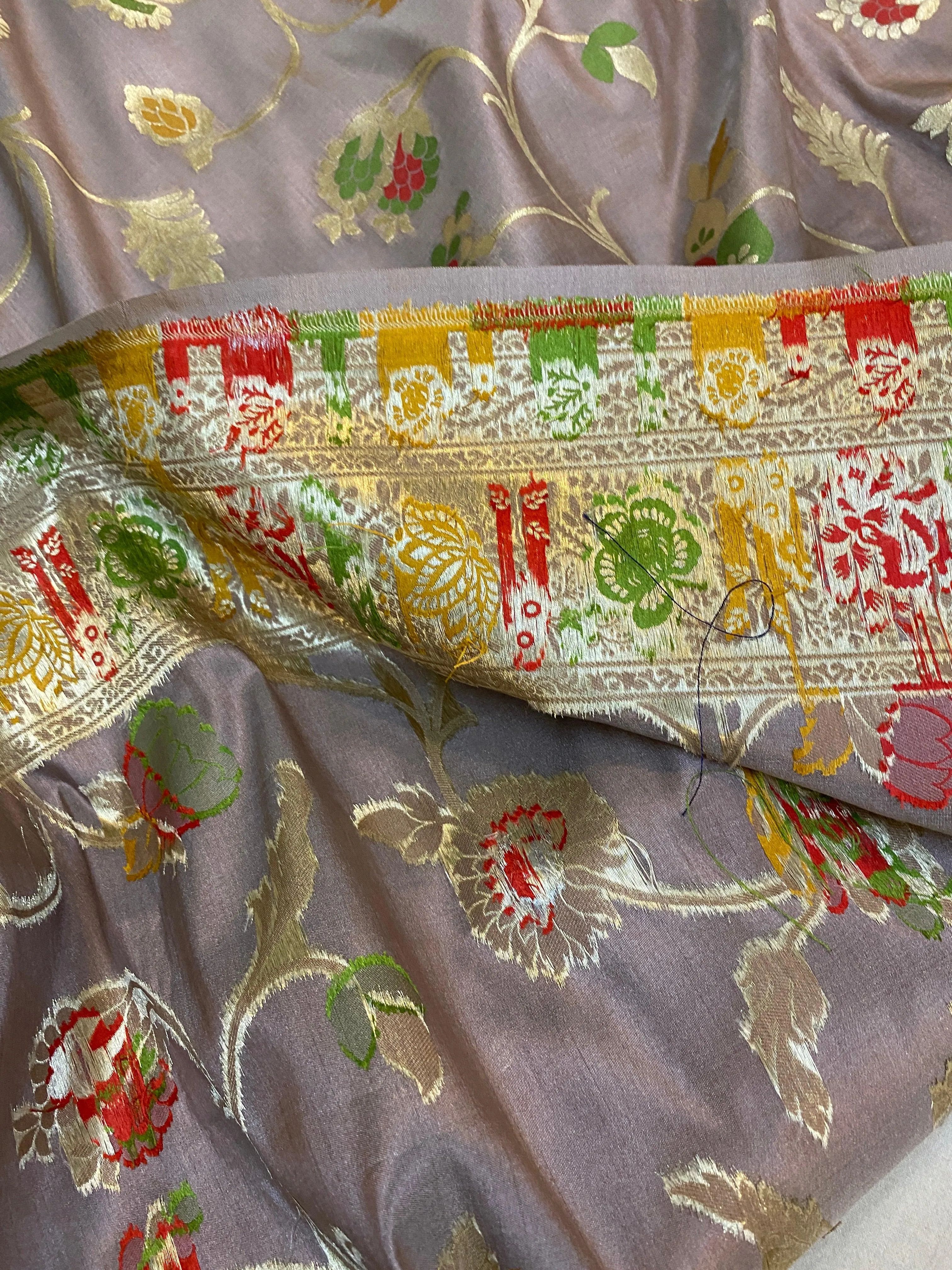 English Purple Luxurious Banarasi Katan Silk Saree
