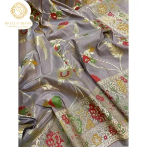 English Purple Luxurious Banarasi Katan Silk Saree