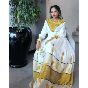Exquisite Habesha Dress Modern Habesha Kemis Simple Ethiopian Dress Women's Dress Eritrean Dress Women's Style ሀበሻ ቀሚስ ሀበሻ ልብስ