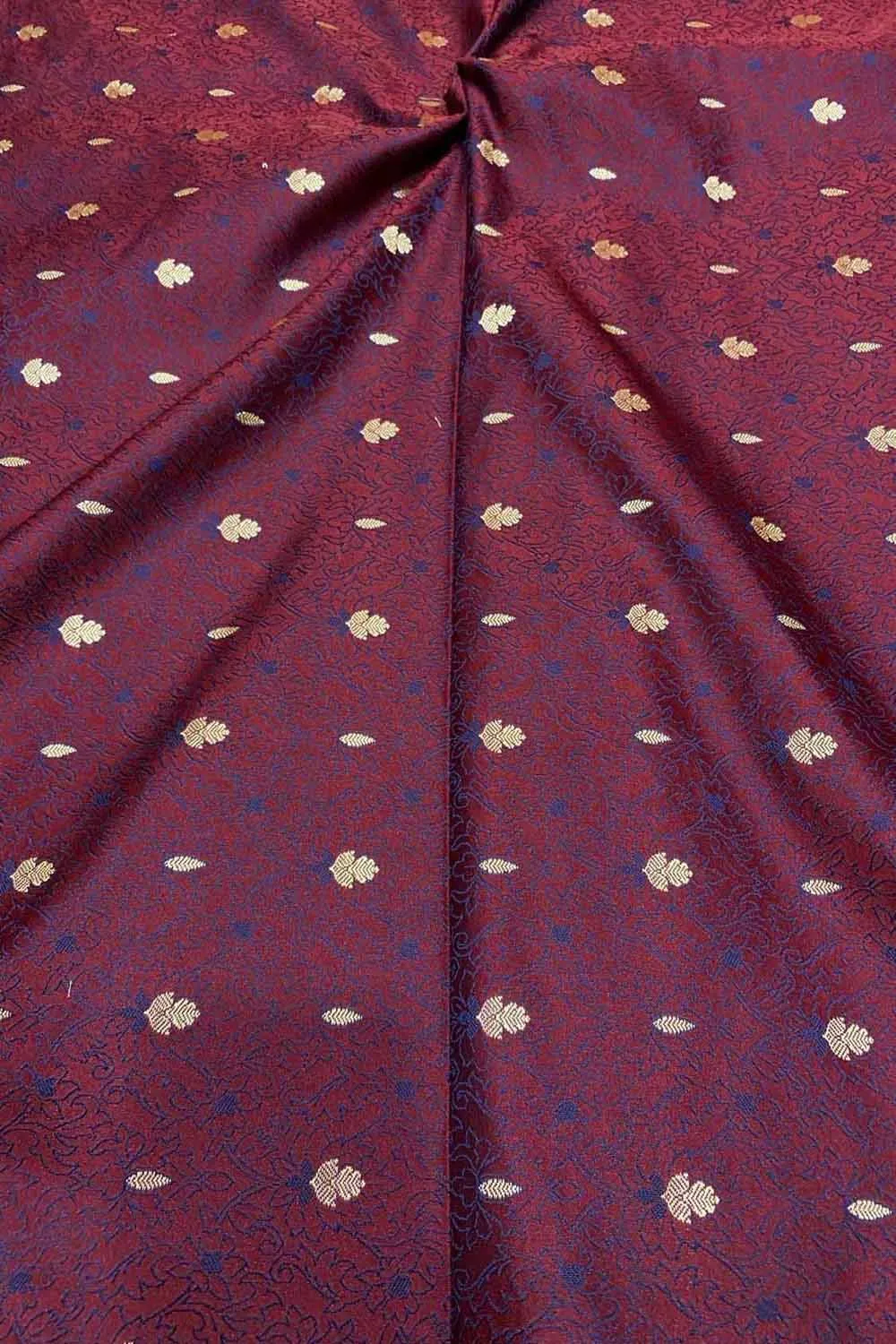 Exquisite Maroon Banarasi Tanchui Silk Fabric ( 1 Mtr )