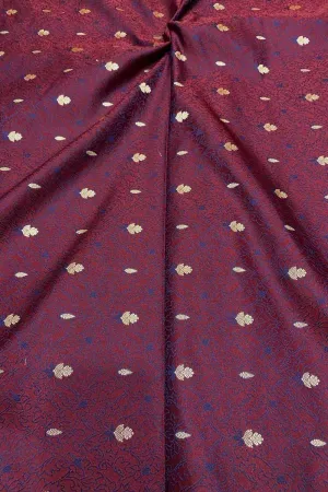 Exquisite Maroon Banarasi Tanchui Silk Fabric ( 1 Mtr )