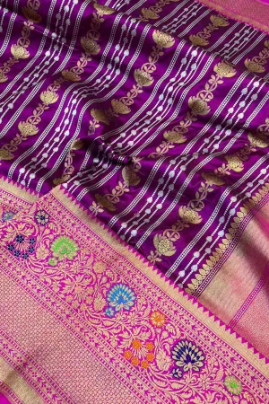 Exquisite Purple Banarasi Katan Silk Saree - Handloom Katan