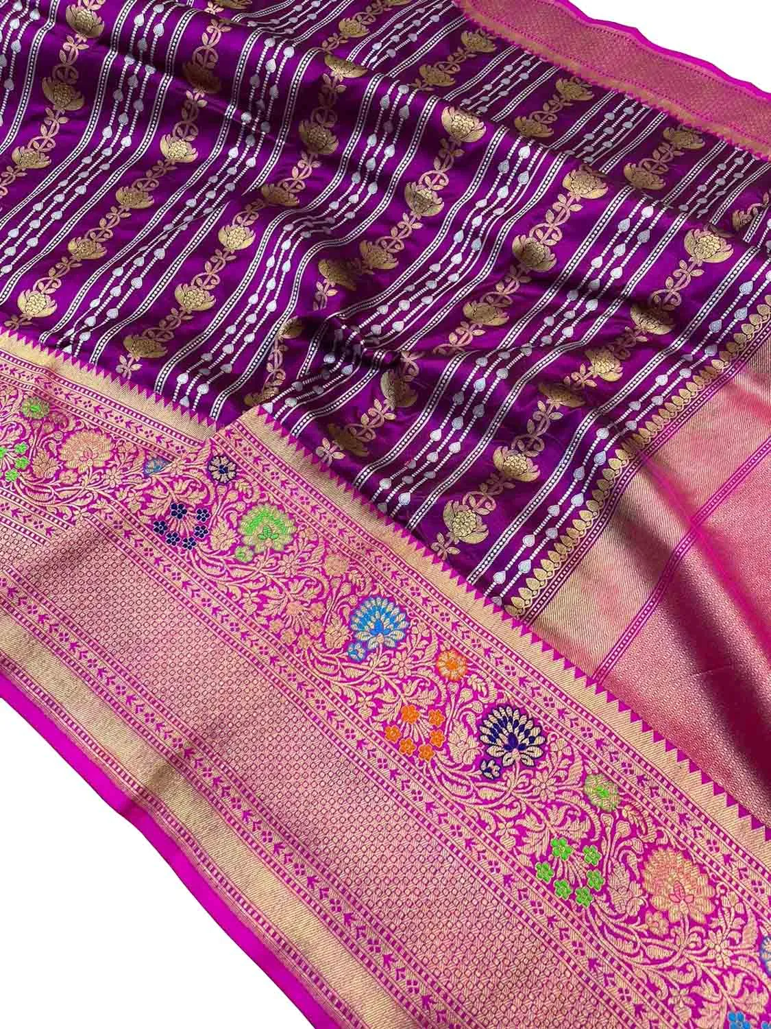 Exquisite Purple Banarasi Katan Silk Saree - Handloom Katan
