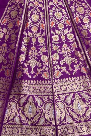Exquisite Purple Silk Banarasi Lehenga Set