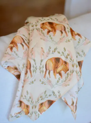 Floral Buffalo Western Cowgirl Silk Wild Rag Scarf