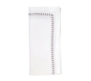 Herringbone Napkin in White, Gunmetal & Silver