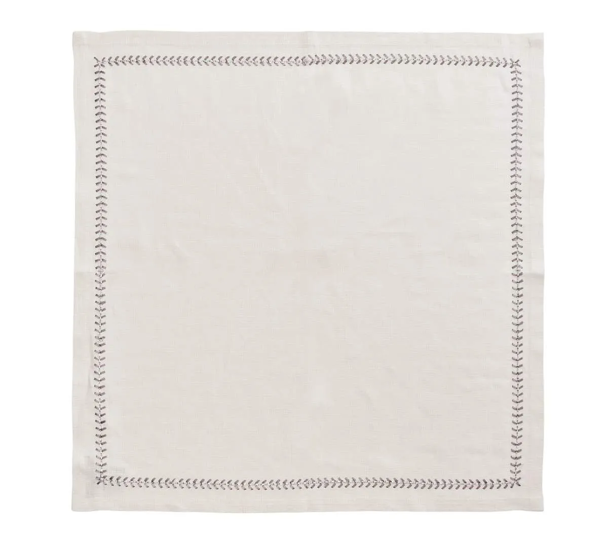 Herringbone Napkin in White, Gunmetal & Silver