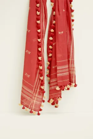Indigo Handloom Tassel Butterfly Scarf