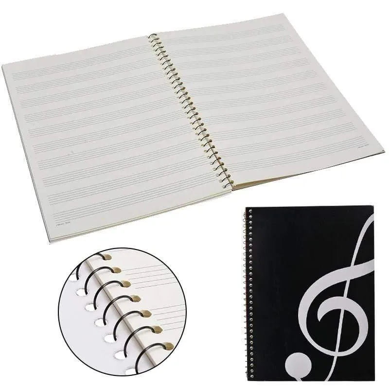 Large 50-Sheet Music Themed Spiral Bound Notebook