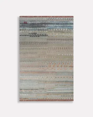 Manchaha Mist Green and Vermillion Orange Rug