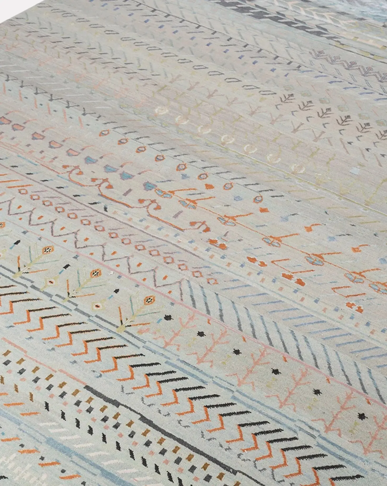 Manchaha Mist Green and Vermillion Orange Rug