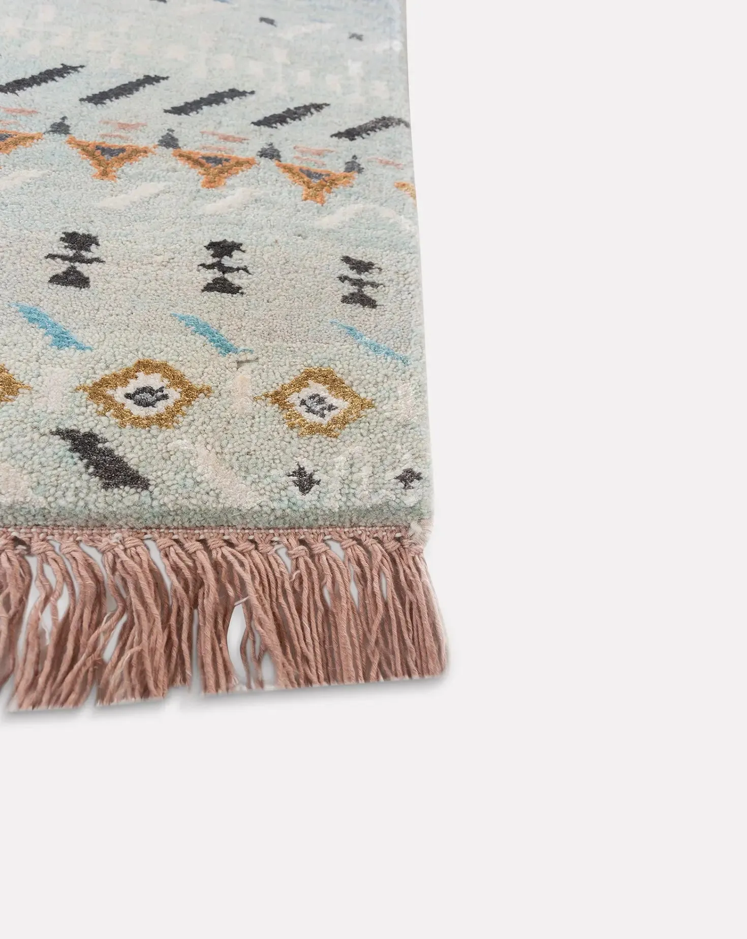 Manchaha Mist Green and Vermillion Orange Rug