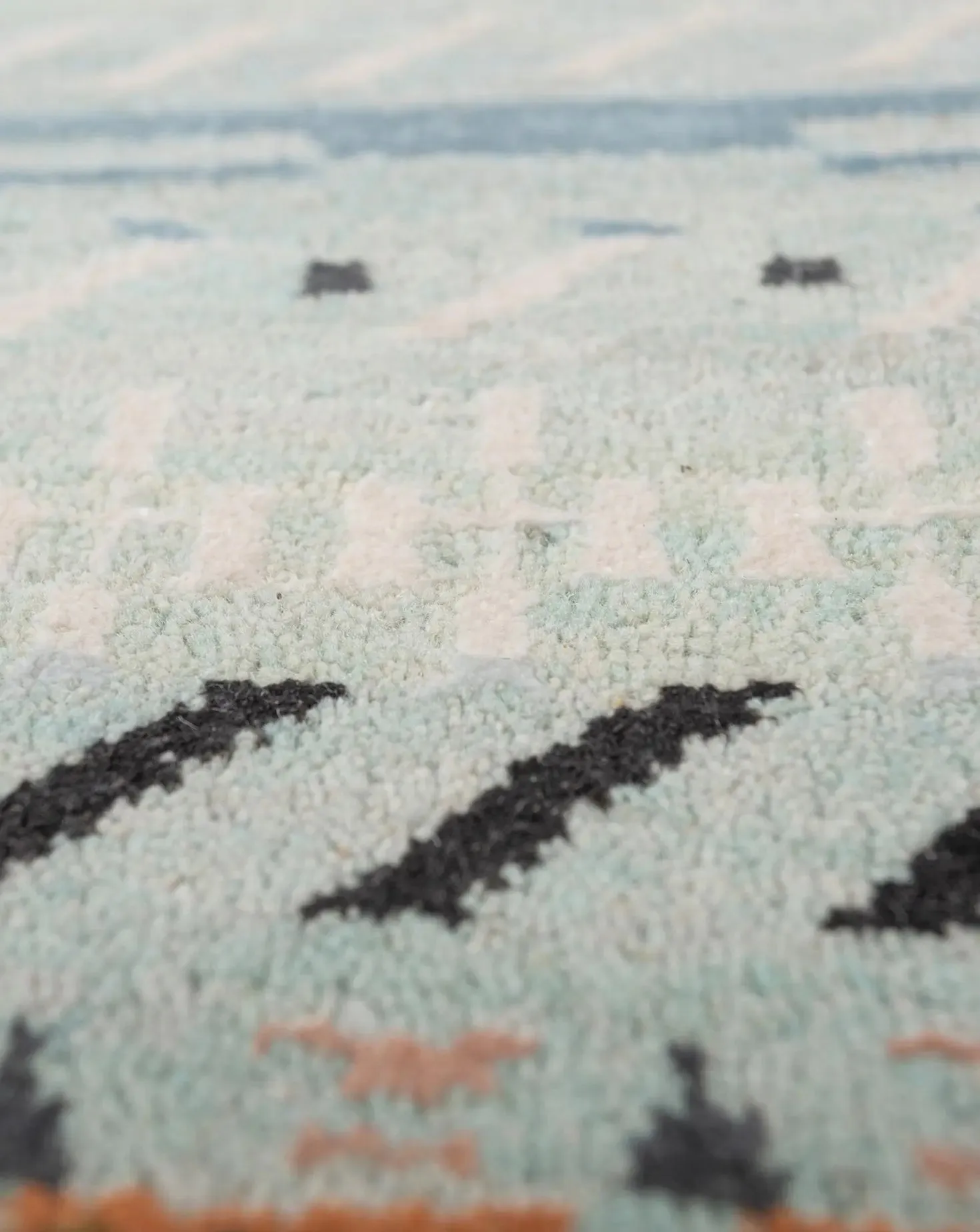 Manchaha Mist Green and Vermillion Orange Rug