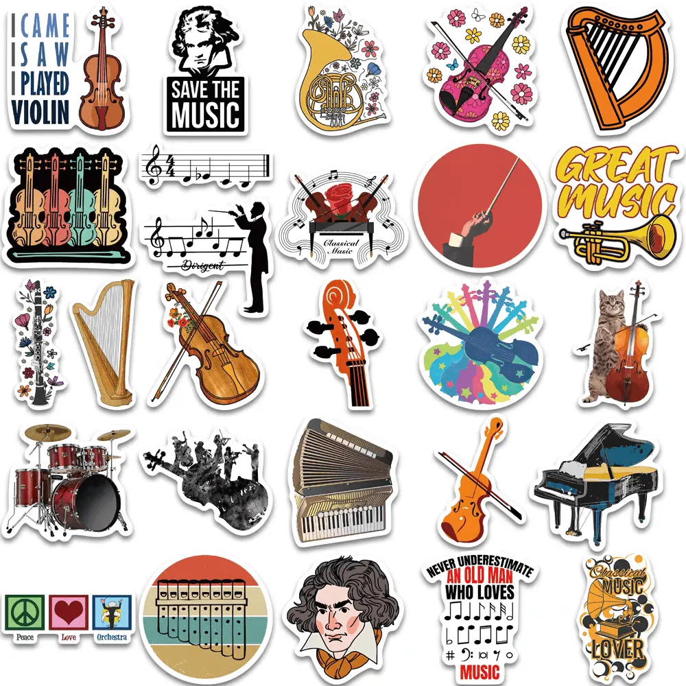 Music Themed Individual Stickers - Classical Music Pack of 52