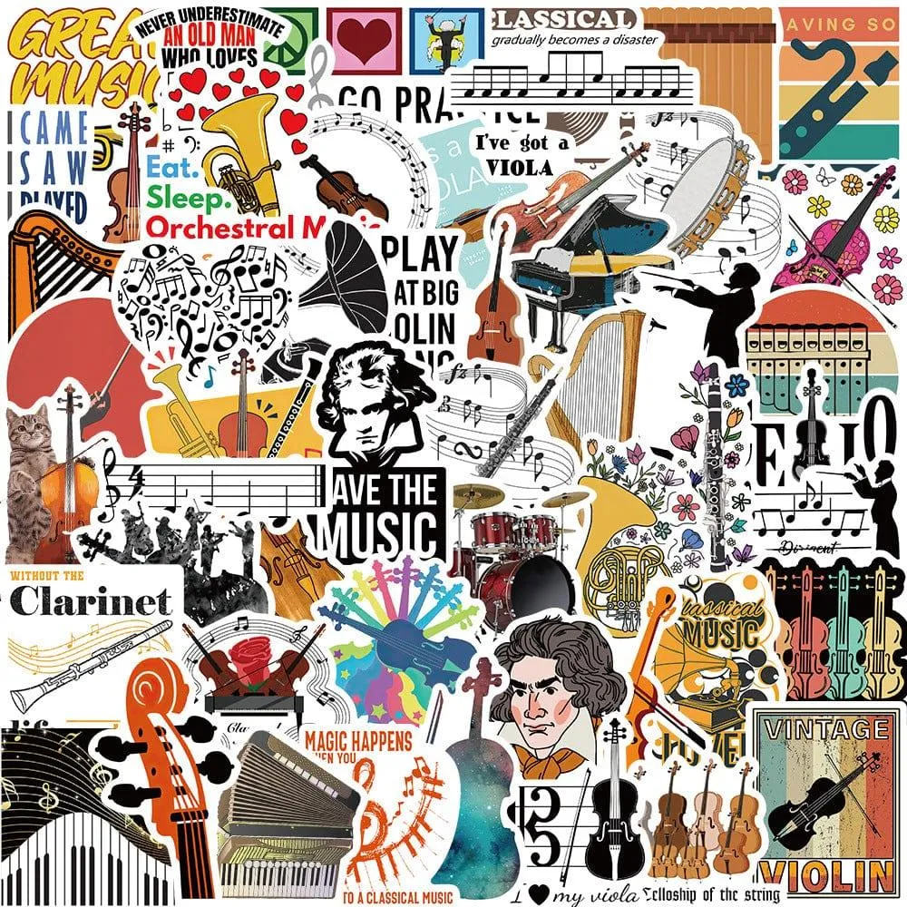 Music Themed Individual Stickers - Classical Music Pack of 52