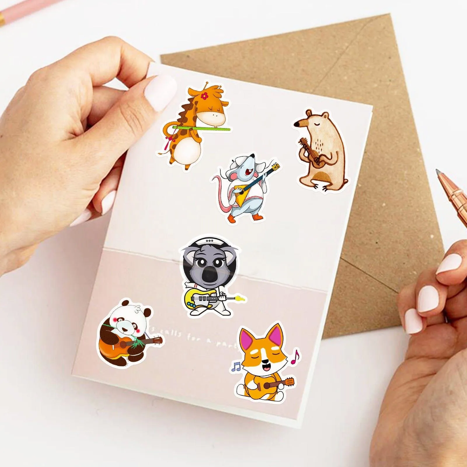 Music Themed Individual Stickers - Cute Animal Music Pack of 50