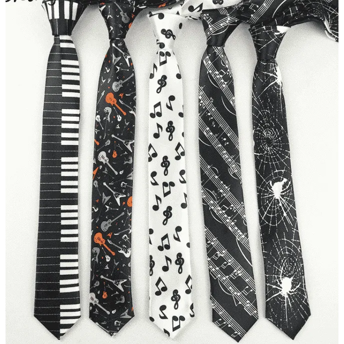 Music Themed Neck Ties - Music Notes, Guitars, Keyboard